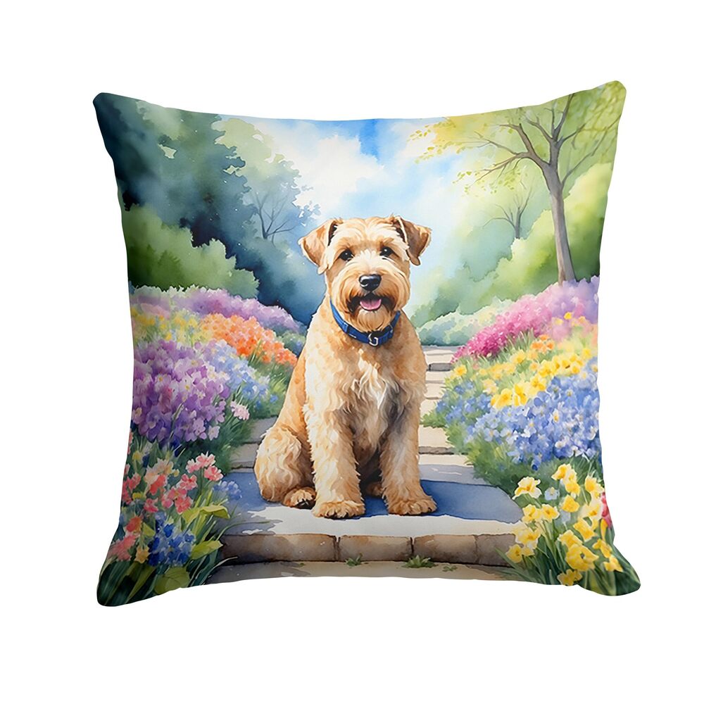 7468 Spring Path Throw Pillow, 18Hx18W, Wheaten Terrier 6732